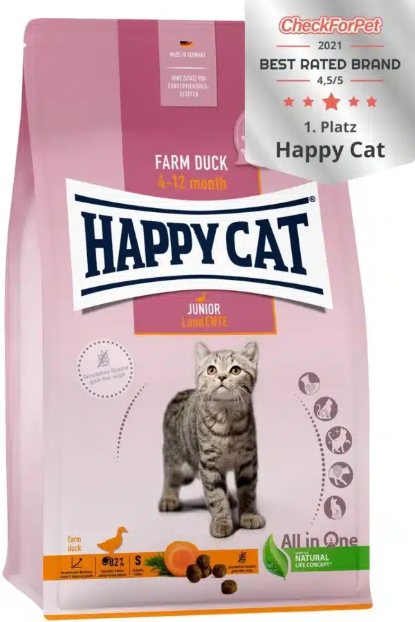 Happy Cat ג׳וניור ברווז נטול דגנים 4 ק״ג