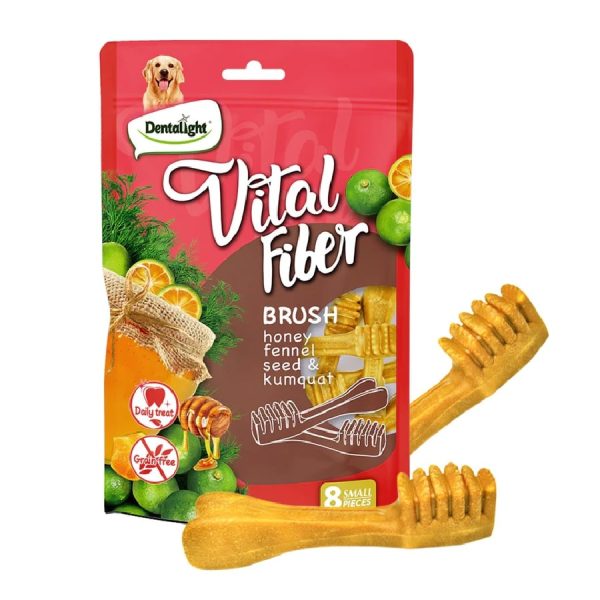 vital fiber - חטיף דנטלי מברשת שיניים ללא דגנים 80 גרם תפוז