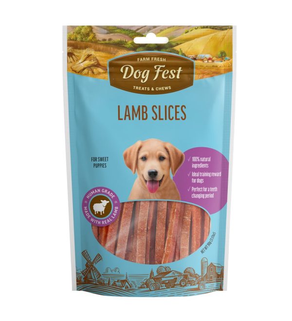 Dog fest puppy - חטיף רצועות כבש 90( Lamb slices גרם(